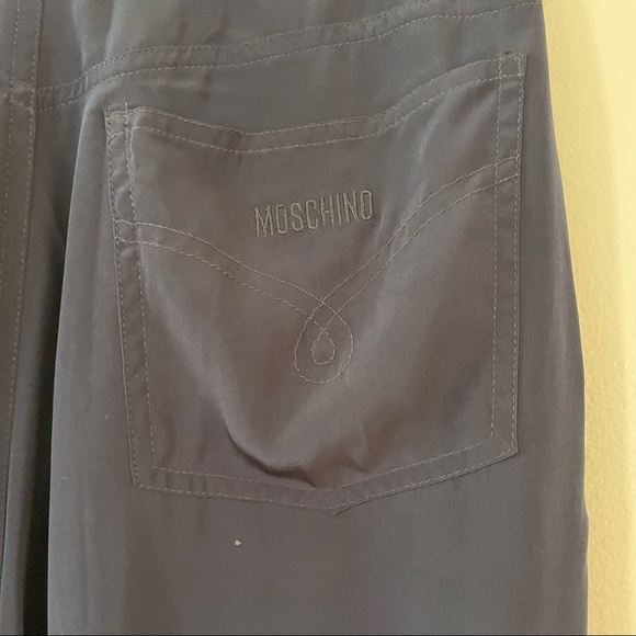 Vintage MOSCHINO Jeans Pants Trousers, Wide Leg, Navy Blue Italy, High Waist 10 - Picture 3 of 8